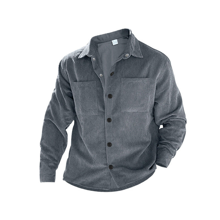 Men's Corduroy Shirt Jacket with Button Front