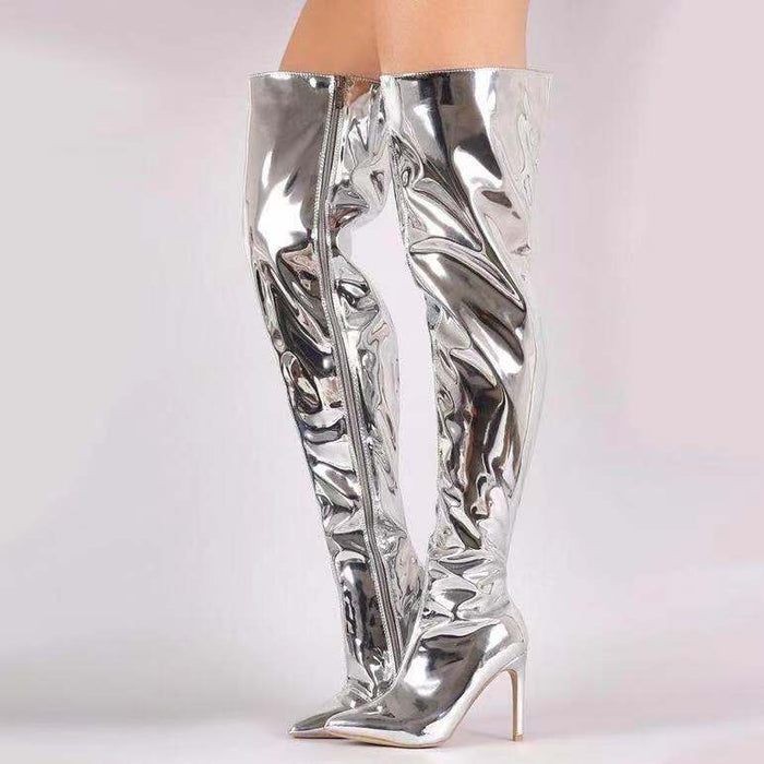 Women's Over-the-Knee Boots with Side Zip and Stiletto Heel