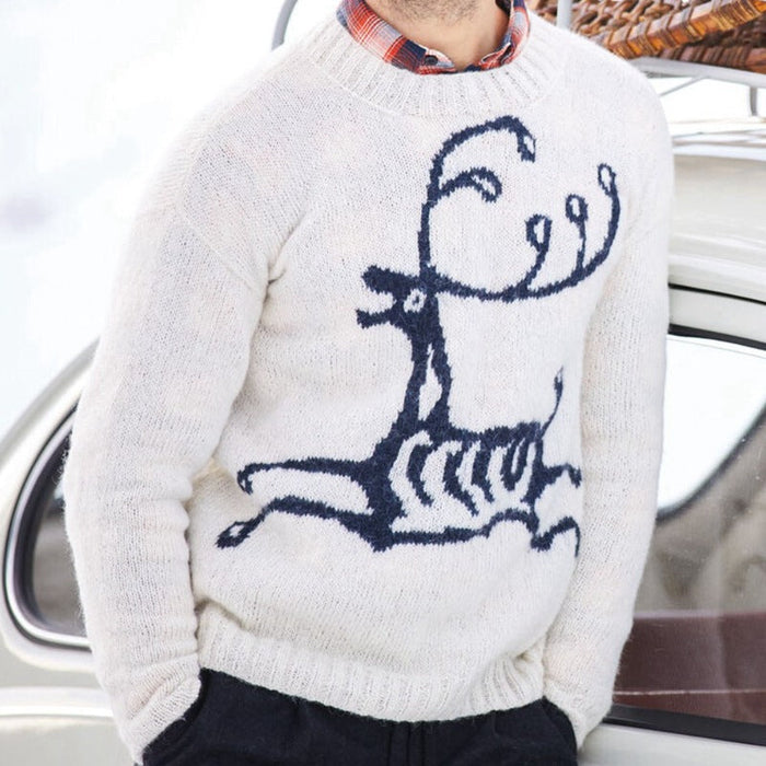 Men's Reindeer Jumper Crew Neck Long Sleeve