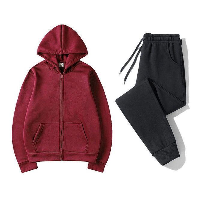 Men's Zip Hoodie and Joggers Set with Elastic Waist