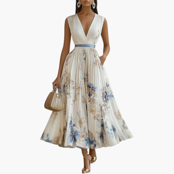 Women’s Maxi Dress with V Neck and Wrap Design