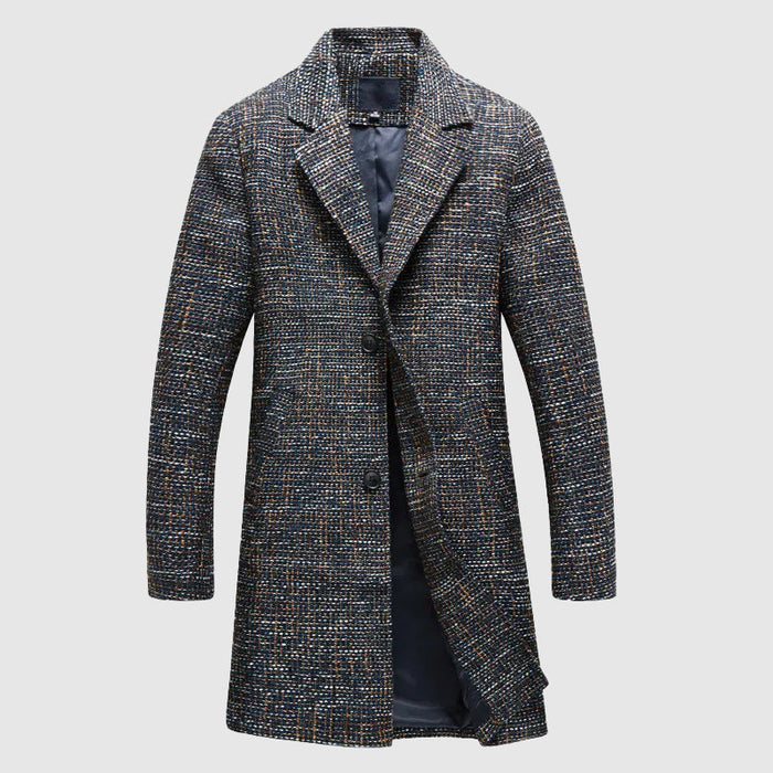 Men's Marled Shawl-Collar Overcoat Mid-Length