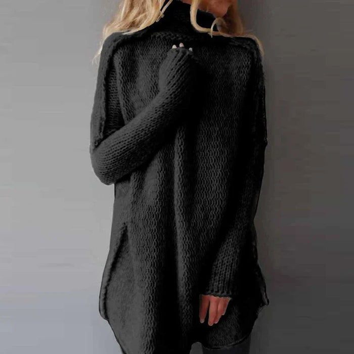 Women's Oversized Knit Jumper Dress with High Neck