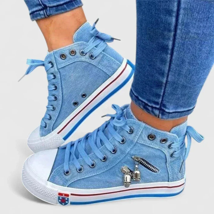 Women's High-Top Trainers with Decorative Zip Detail