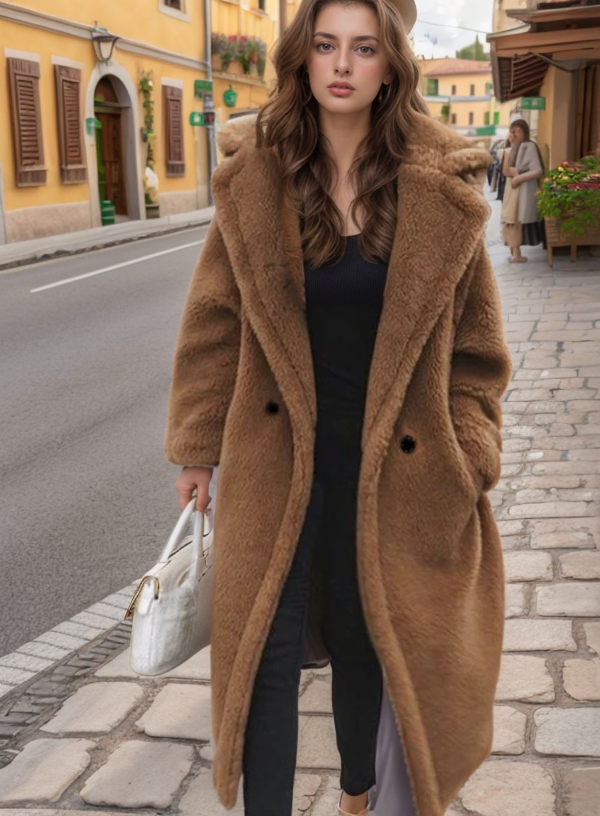 Women's Teddy Coat Double-Breasted Oversized Longline