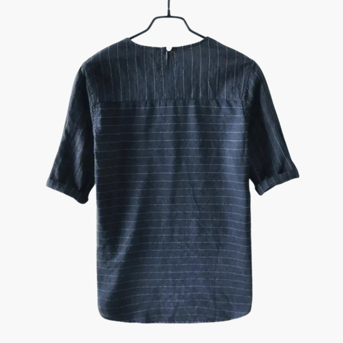 Men’s Short‑Sleeve T‑Shirt with Rolled Sleeves and Striped Pattern