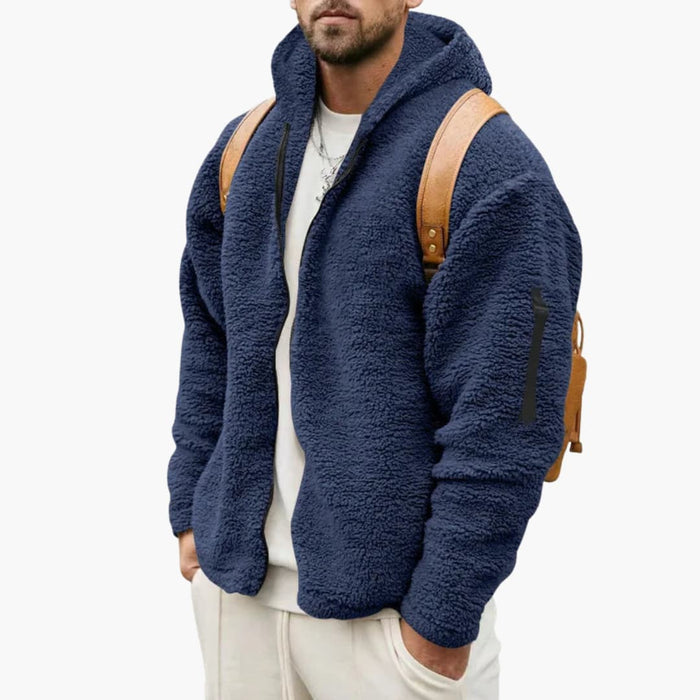 Men's Hooded Jacket with Textured Surface