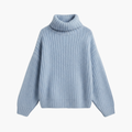 Women's Turtleneck Jumper with Ribbed Knit and Wide Sleeves