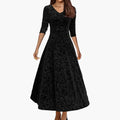 Women’s A-Line Dress with Round Neckline and Flowing Skirt