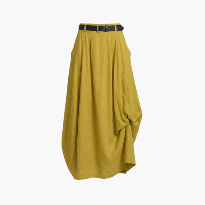 Women's A-Line Skirt with Decorative Seams and Elastic Waistband