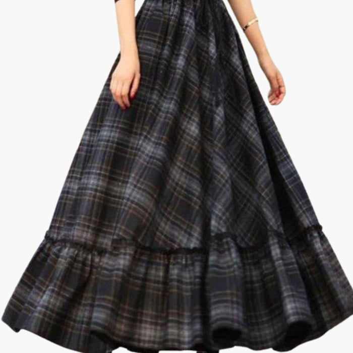 Women's A-Line Skirt with Elastic Waistband and Flared Hem