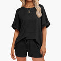 Women’s Batwing Sleeve Top and Drawstring Shorts Two-Piece Set