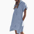 Women’s Beach Dress with Collar and Button Front