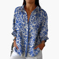 Women’s Blouse with Button Closure and Printed Pattern