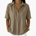 Women's Blouse with Collared Neckline and Button Closure