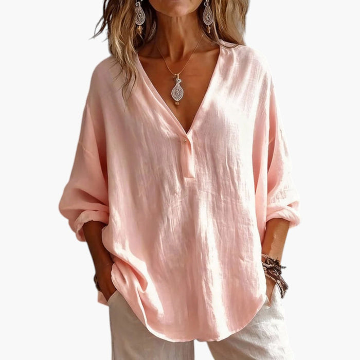 Women’s Blouse with Round Neck and Short Sleeves