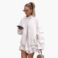 Women’s Bomber Jacket with High Collar and Button Front