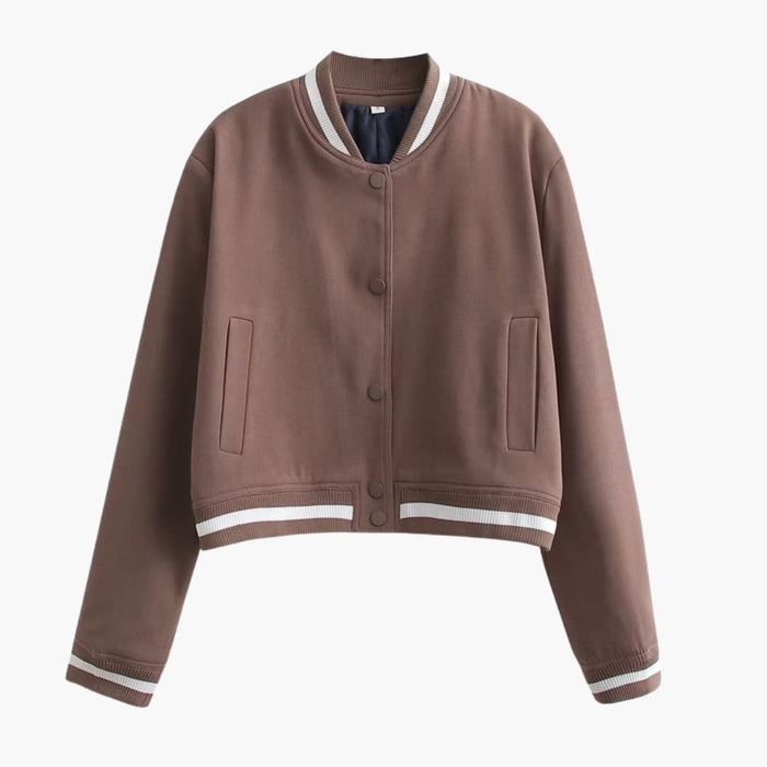 Women’s Bomber Jacket with Zip Front and Front Pockets