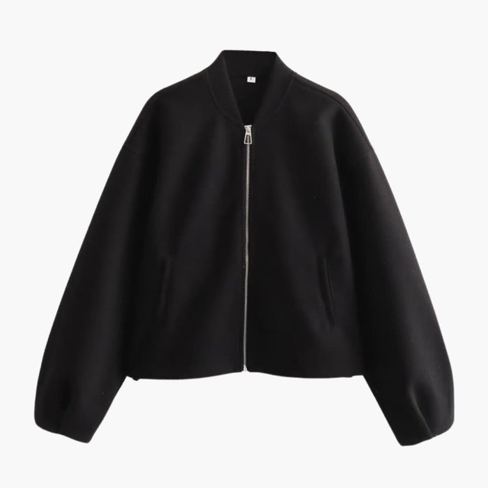 Women’s Bomber Jacket with Zip Front and Side Pockets