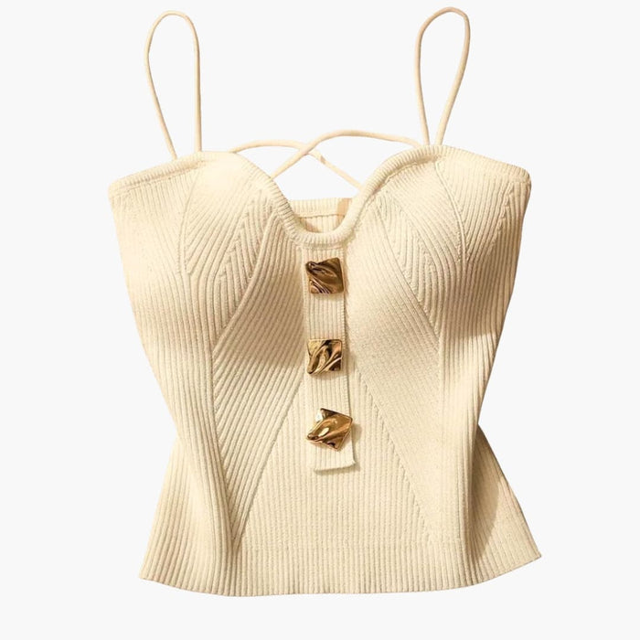Women's Corset Top with Ribbed Surface and Adjustable Straps
