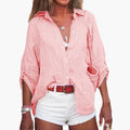 Women’s Cotton Blend Long Sleeve Blouse – Classic Crew Neck Pullover Top