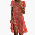 Women's Dress with Round Neckline and Short Sleeves