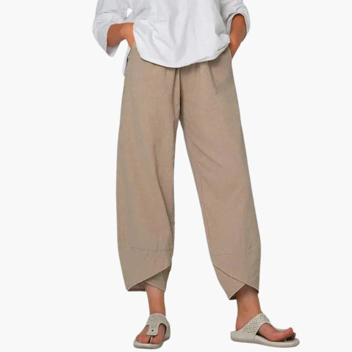 Women’s Elastic Waist Tapered Trousers Full-Length Everyday Trousers