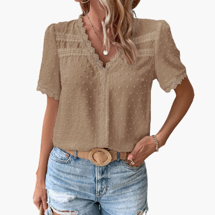 Women’s Floral Lace Top with Sheer Panels