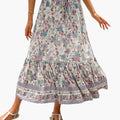 Women's Floral Midi Skirt with Elastic Waistband