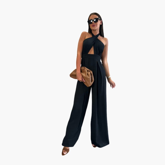 Women’s Halter Neck Jumpsuit with Front Cutout