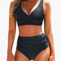 Women’s High-Waisted Bikini Set with Shaping Top and Swim Shorts