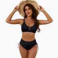 Women’s High-Waisted Bikini Set with Split Strap Top