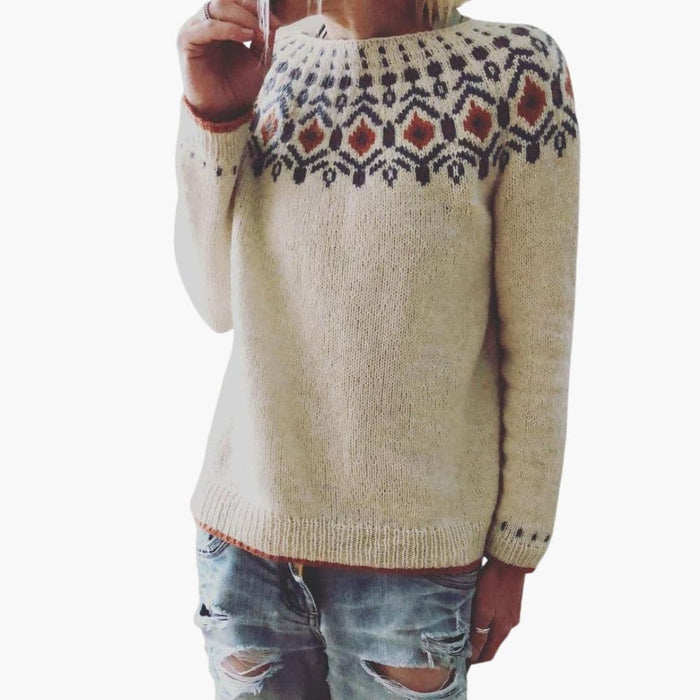 Women’s Knit Jumper with Geometric Pattern