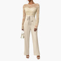 Women’s Lace Top Jumpsuit with Waist Belt