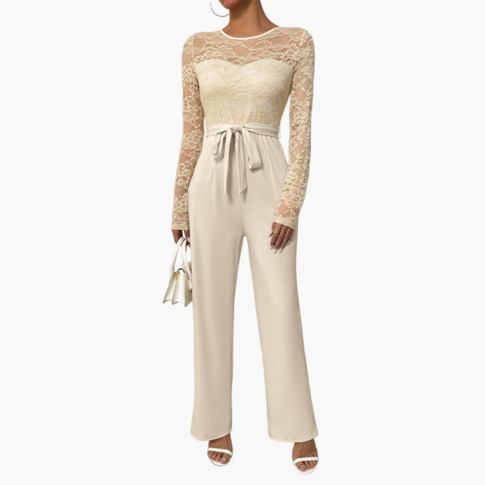 Women’s Lace Top Jumpsuit with Waist Belt