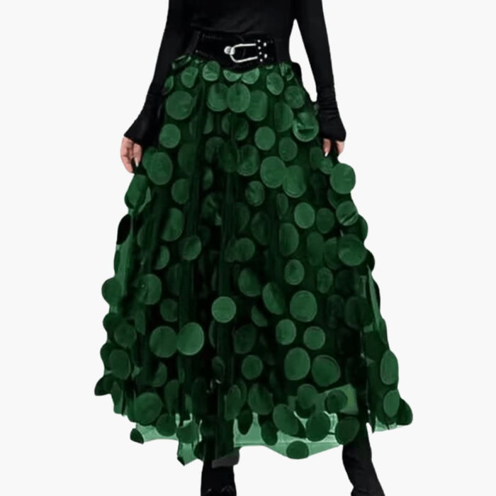 Women’s Layered Maxi Skirt with Tulle Surface Finish