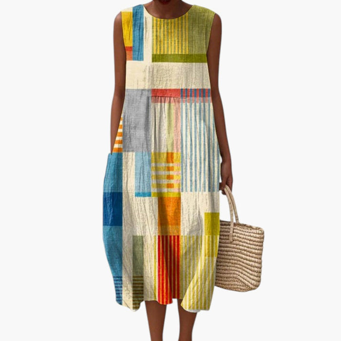 Women's Dress with Sleeveless Design and Loose Fit Shape