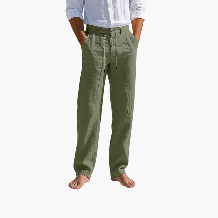 Women's Trousers with Drawstring Waist and Pleated Front