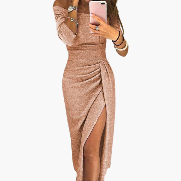 Women’s Long Off-Shoulder Dress with Long Sleeves