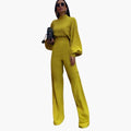 Women’s Long Sleeve Jumpsuit with Half Collar Design