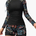 Women’s Long Sleeve Printed Tankini Set with Layered Bottom