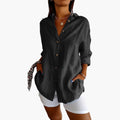 Women’s Longline Button Front Blouse – Woven Top