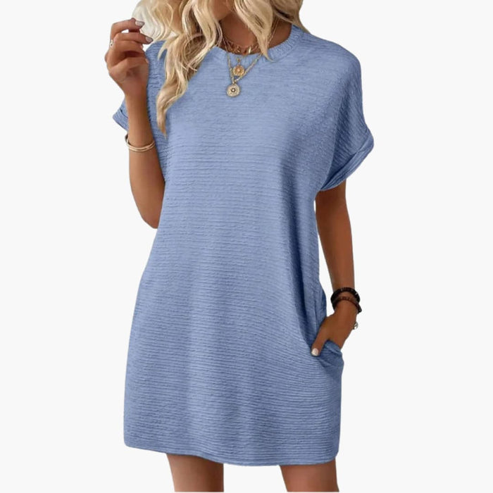 Women’s Loose Fit Dress with Side Pockets and Short Sleeves