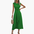 Women’s Maxi Dress with Round Neck and Sleeveless Design