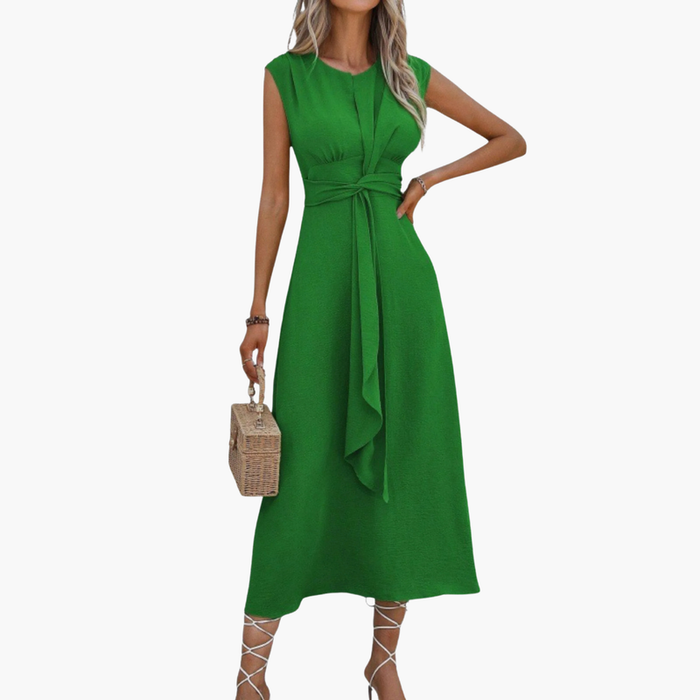 Women’s Maxi Dress with Round Neck and Sleeveless Design