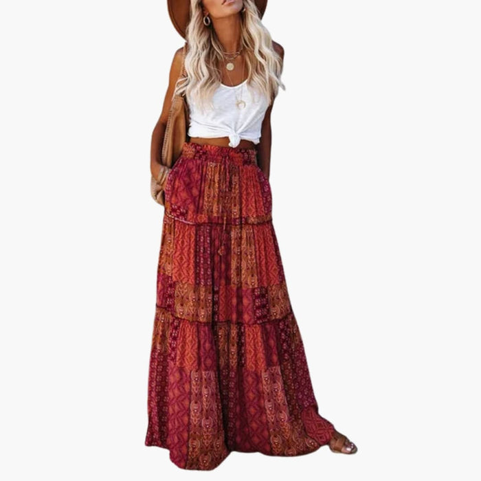 Women's Maxi Skirt with Elastic Waistband - Straight Hem