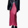 Women's Maxi Skirt with High Waist and Sequin Surface