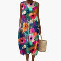 Women's Midi Dress with A-Line Fit and Floral Print