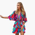 Women's Midi Dress with Elastic Waistband and Adjustable Straps
