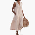 Women’s Midi Shirt Dress with Button Front
